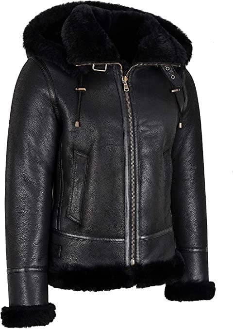Cloud Nine Comfort Womens Classic Aviator Bomber with Cozy Shearling Hood