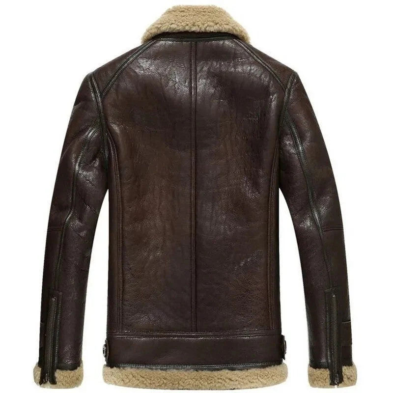 Falconhide Shearling Bomber Vintage Brown Leather Aviator Jacket with Fur Lining